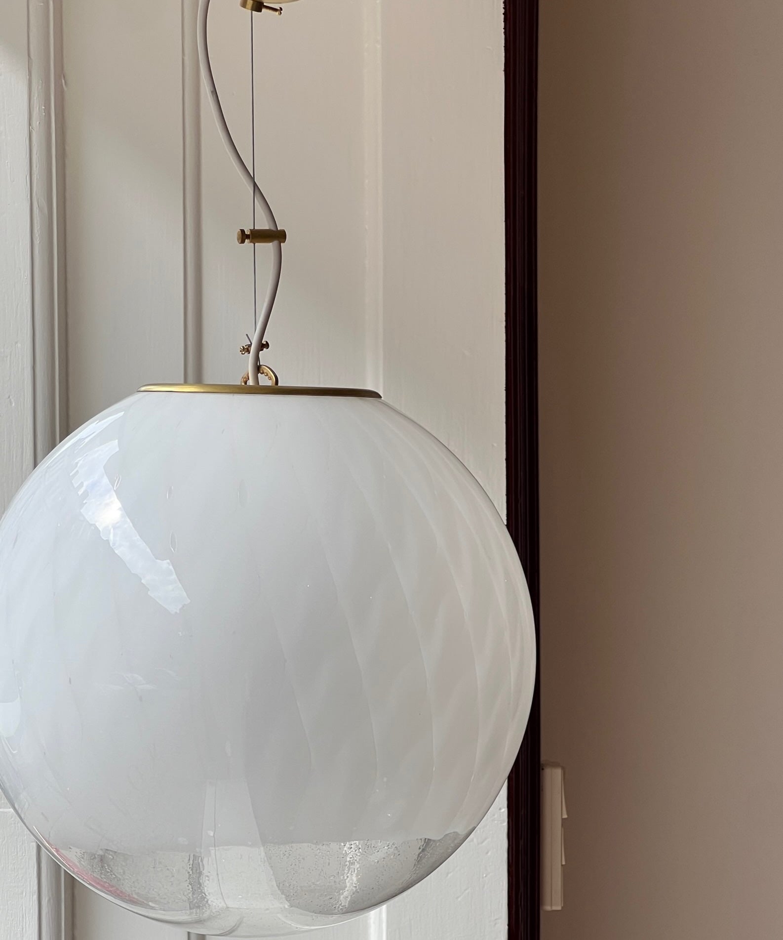 Vintage white clear Murano ceiling lamp (D35)