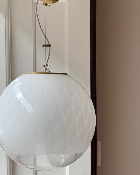 Vintage white clear Murano ceiling lamp (D35)