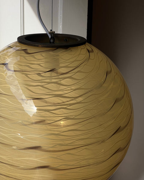 Vintage yellow/cream/brown swirl Murano ceiling lamp (D45)