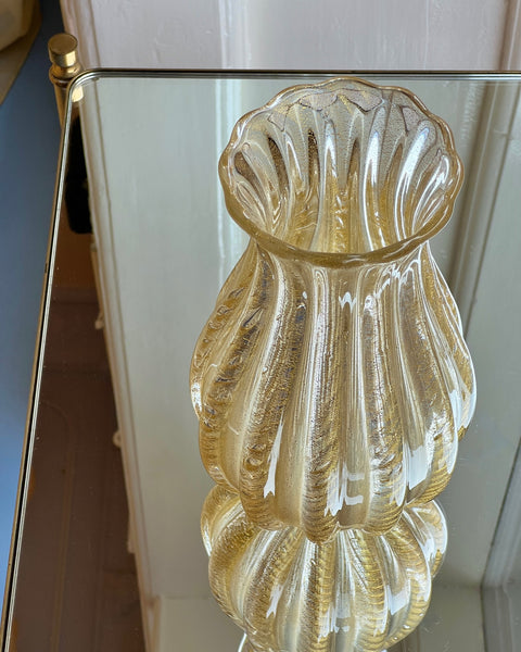Vintage large clear/golden Murano vase