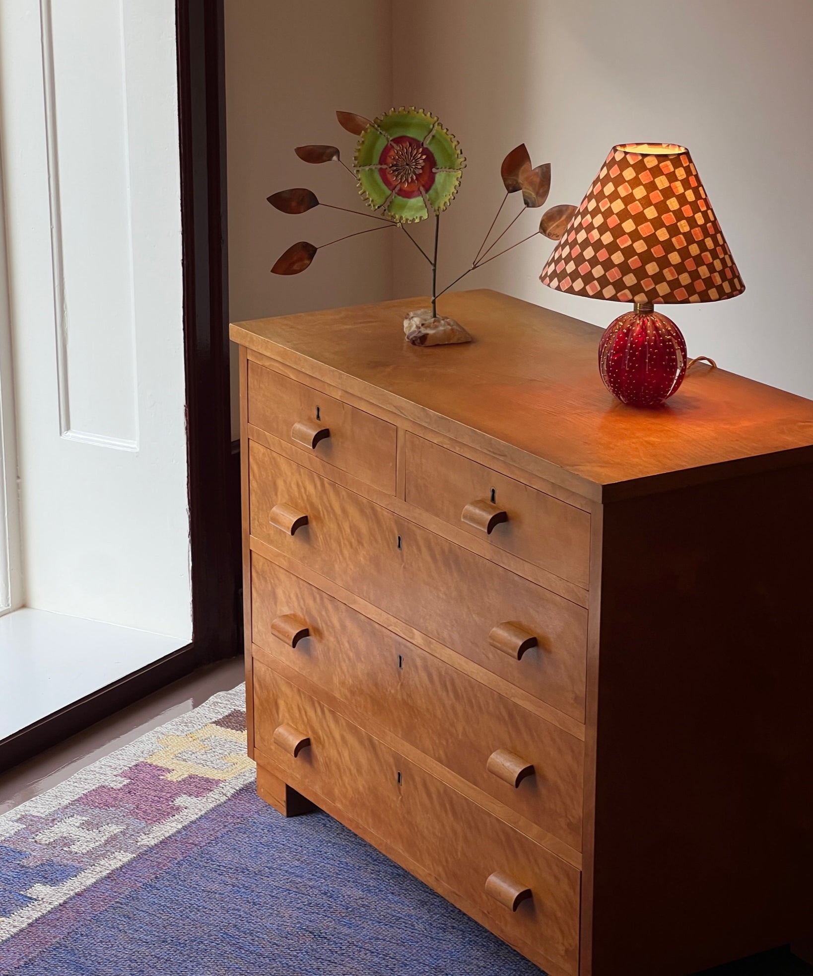 Vintage red Murano table lamp (incl. lampshade) (2 available)