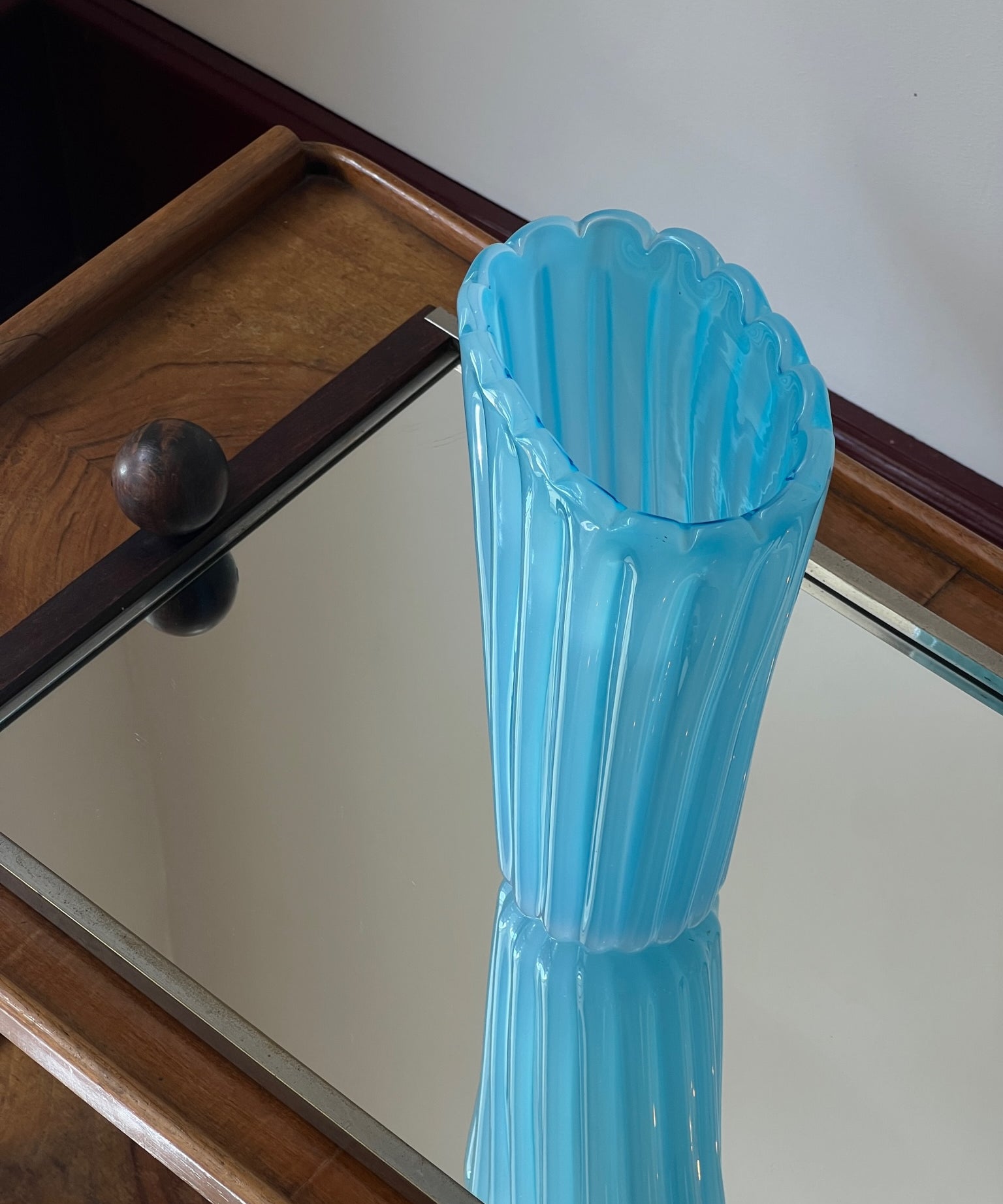 Vintage opal blue Murano vase