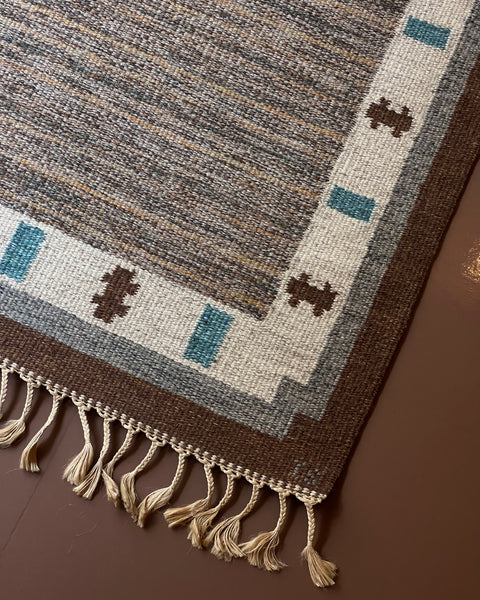 Vintage flat weave rug by Ingegerd Silow (IS)