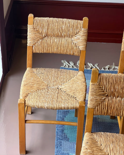 Vintage wicker and wood chair, Sweden, 1950s (5 available)