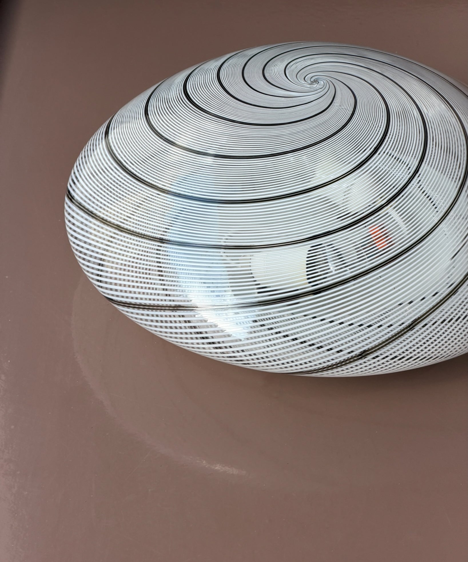 Vintage Murano clear/black/white swirl ceiling/wall lamp (D40)