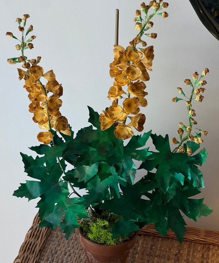 Paper flower 'Yellow Delphinium'