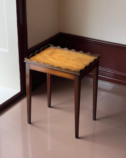 Vintage wavy/scalloped wooden side table