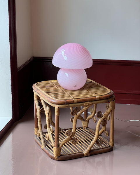 Vintage bubblegum pink Murano mushroom table lamp