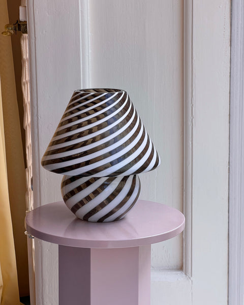 Mushroom table lamp - Black/white/transparent swirl