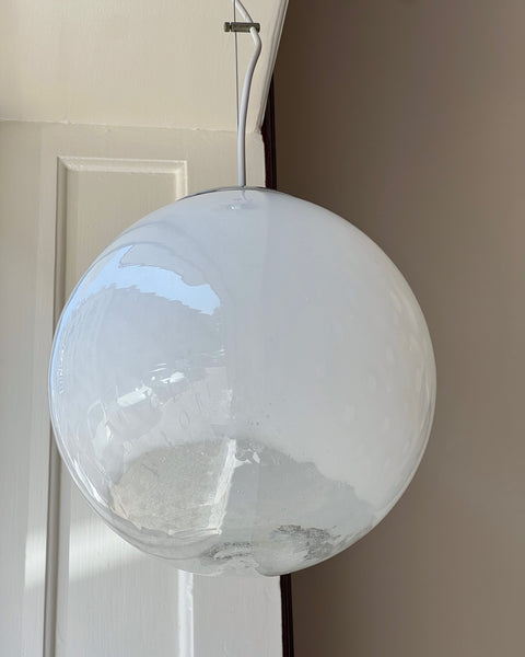 Vintage white clear Murano ceiling lamp (D30)