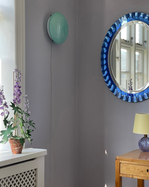 Vintage Murano opal turquoise ceiling/wall lamp (D25) (1 available)