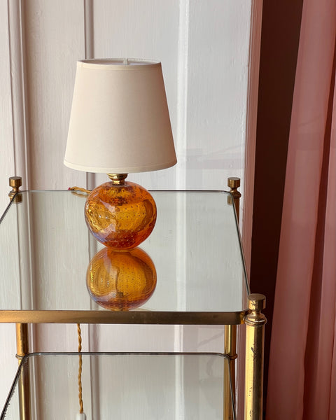 Vintage amber bubble Murano table lamp (with shade)