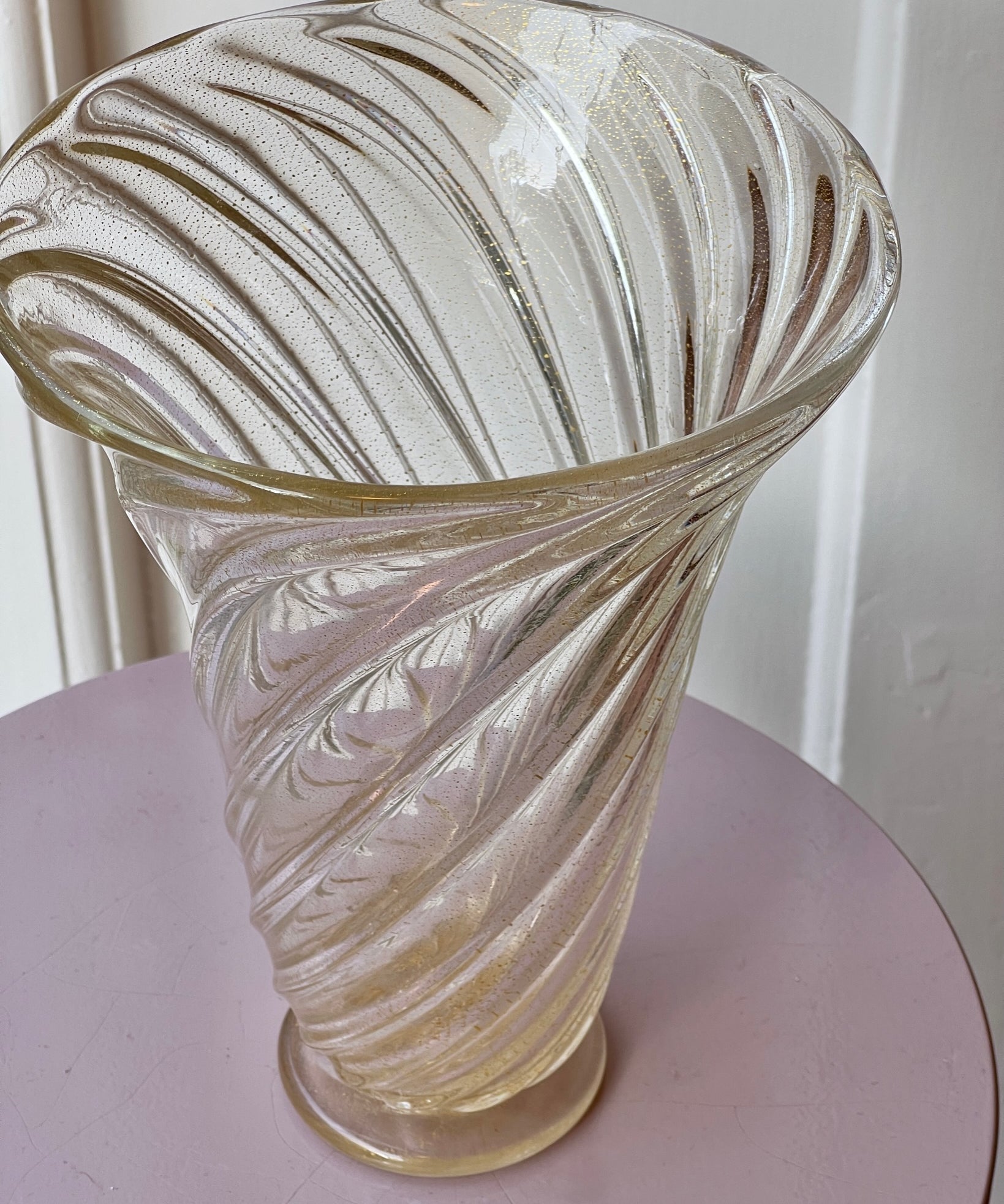 Vintage golden / clear swirl Murano vase