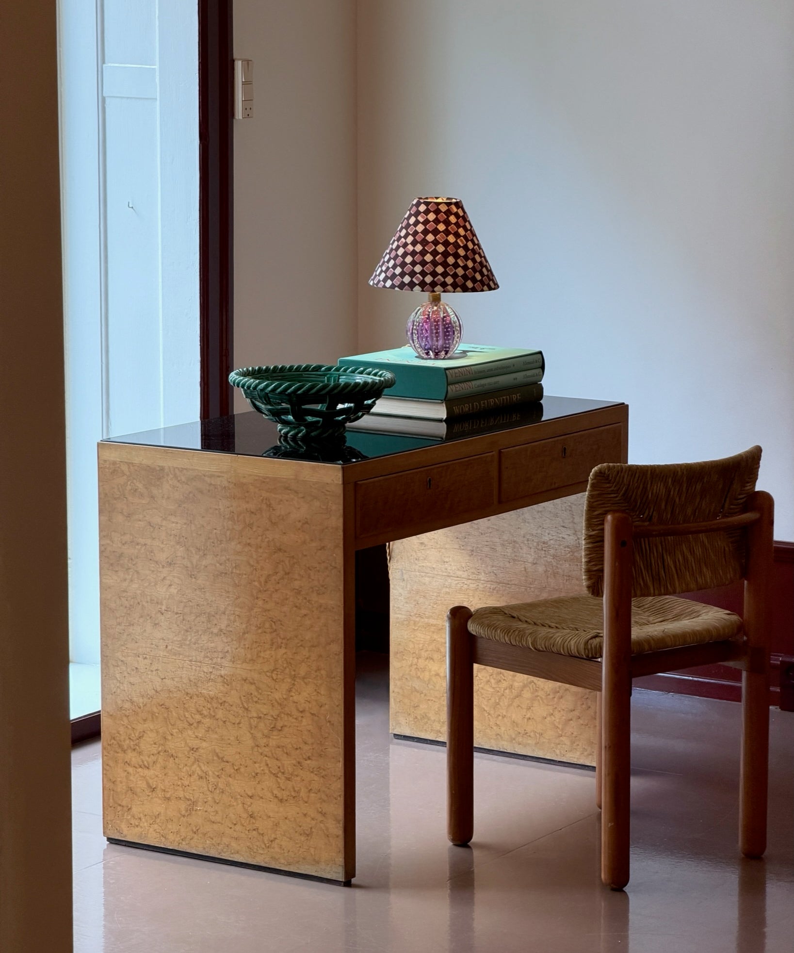 Vintage Italian burl wood desk