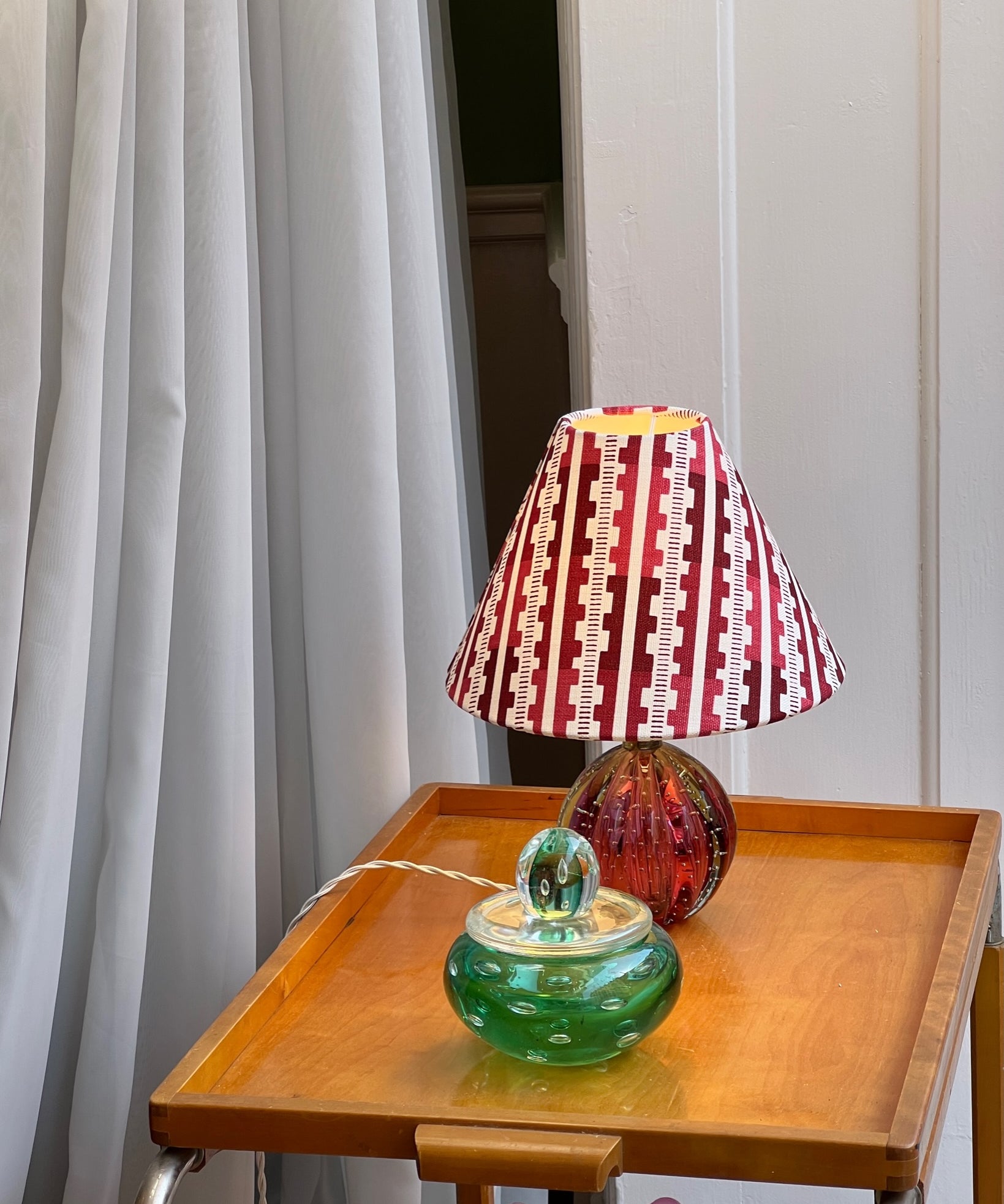 Vintage cranberry Murano table lamp (incl. lampshade)