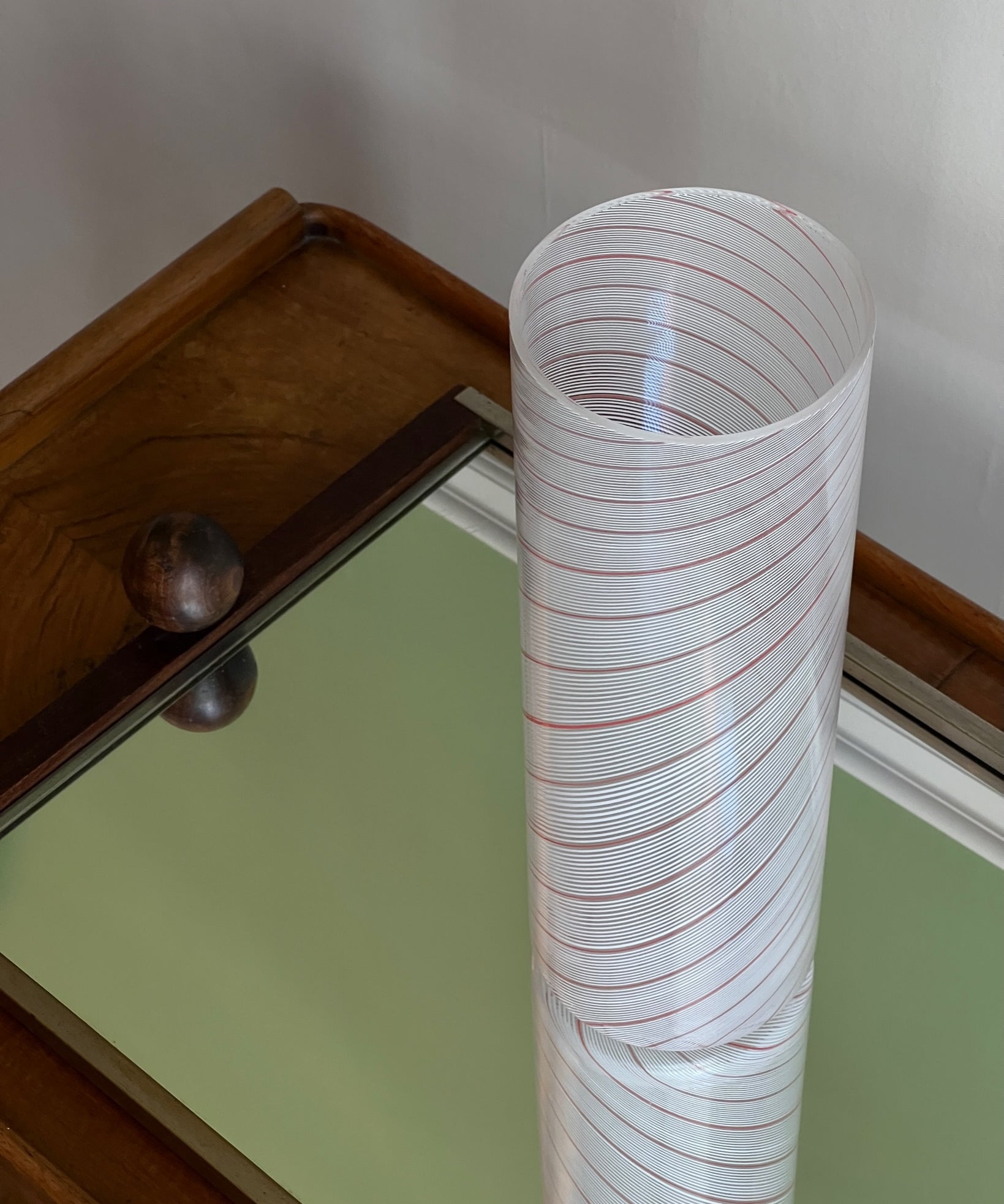 Vintage pink / white swirl Murano vase