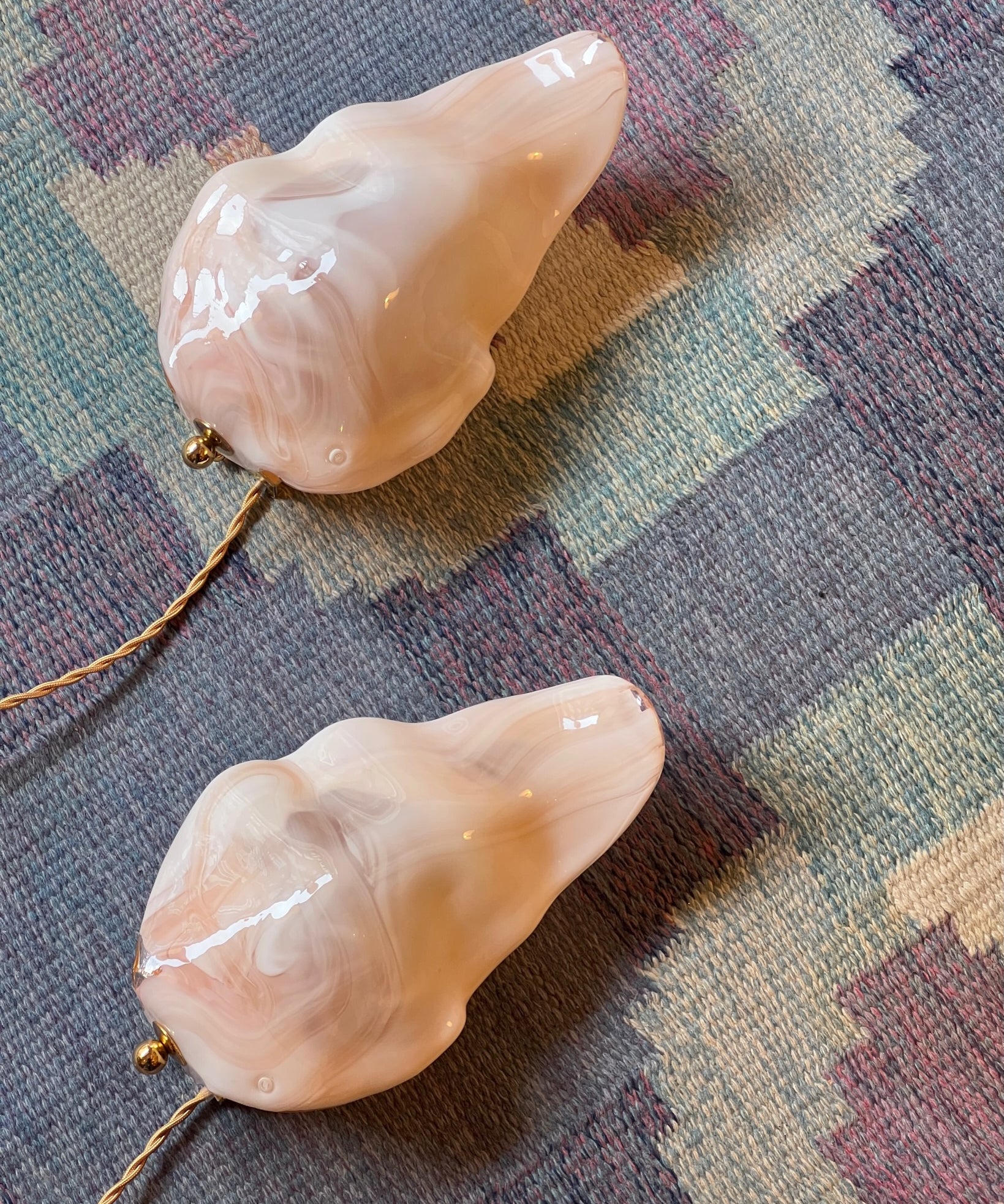 Vintage milky white/pink Murano wall lamps