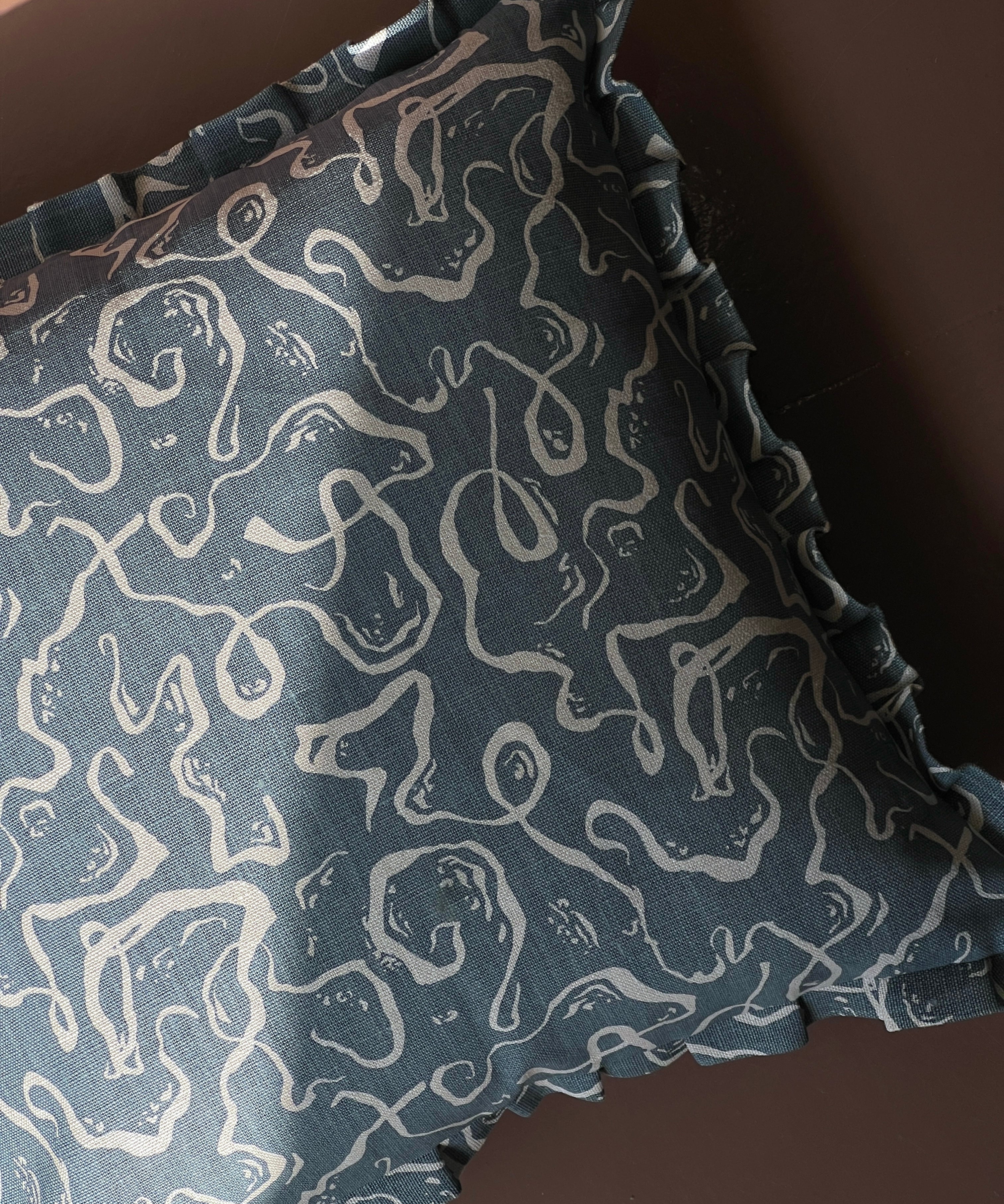 Karin’s Dress ruffled cushion - Denim