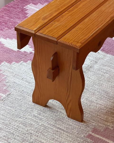 Vintage Swedish pine wood bench