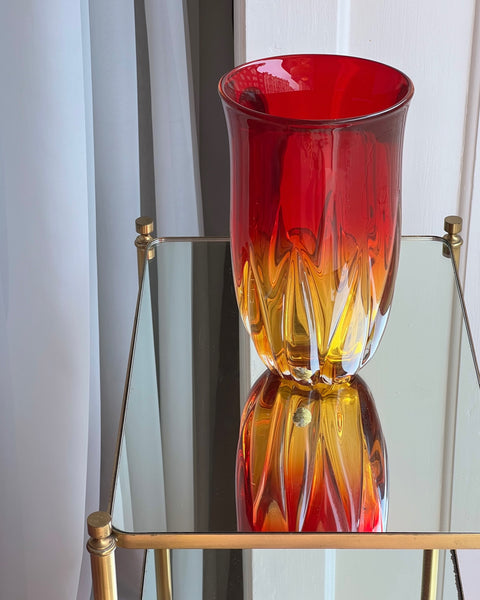 Vintage red / yellow Murano vase