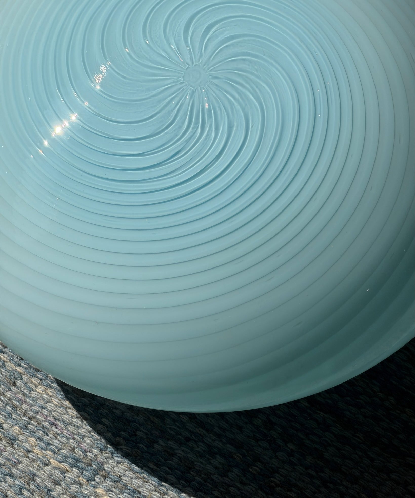 Vintage Murano light blue swirl ceiling/wall lamp (D30)