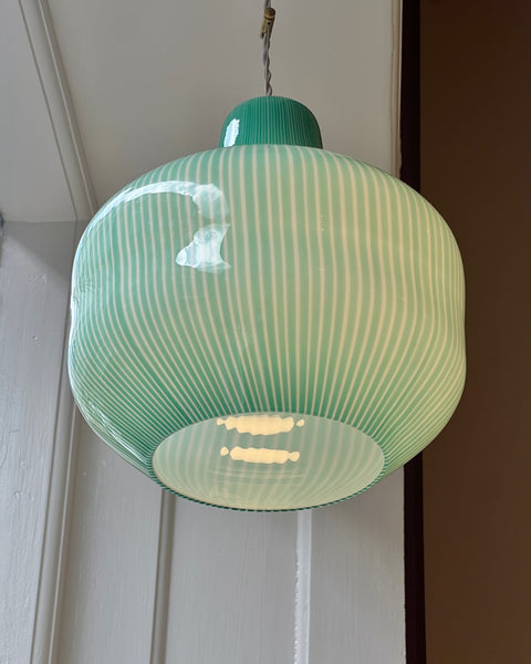 Vintage Massimo Vignelli Venini green vertical stripes ceiling lamp (D30)