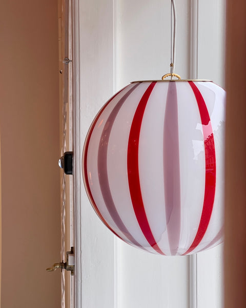 Ceiling lamp - Pink lavender / red vertical stripes (D40)