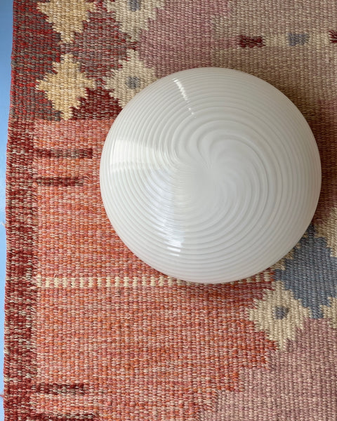 Vintage Murano white swirl ceiling/wall lamp (D30)