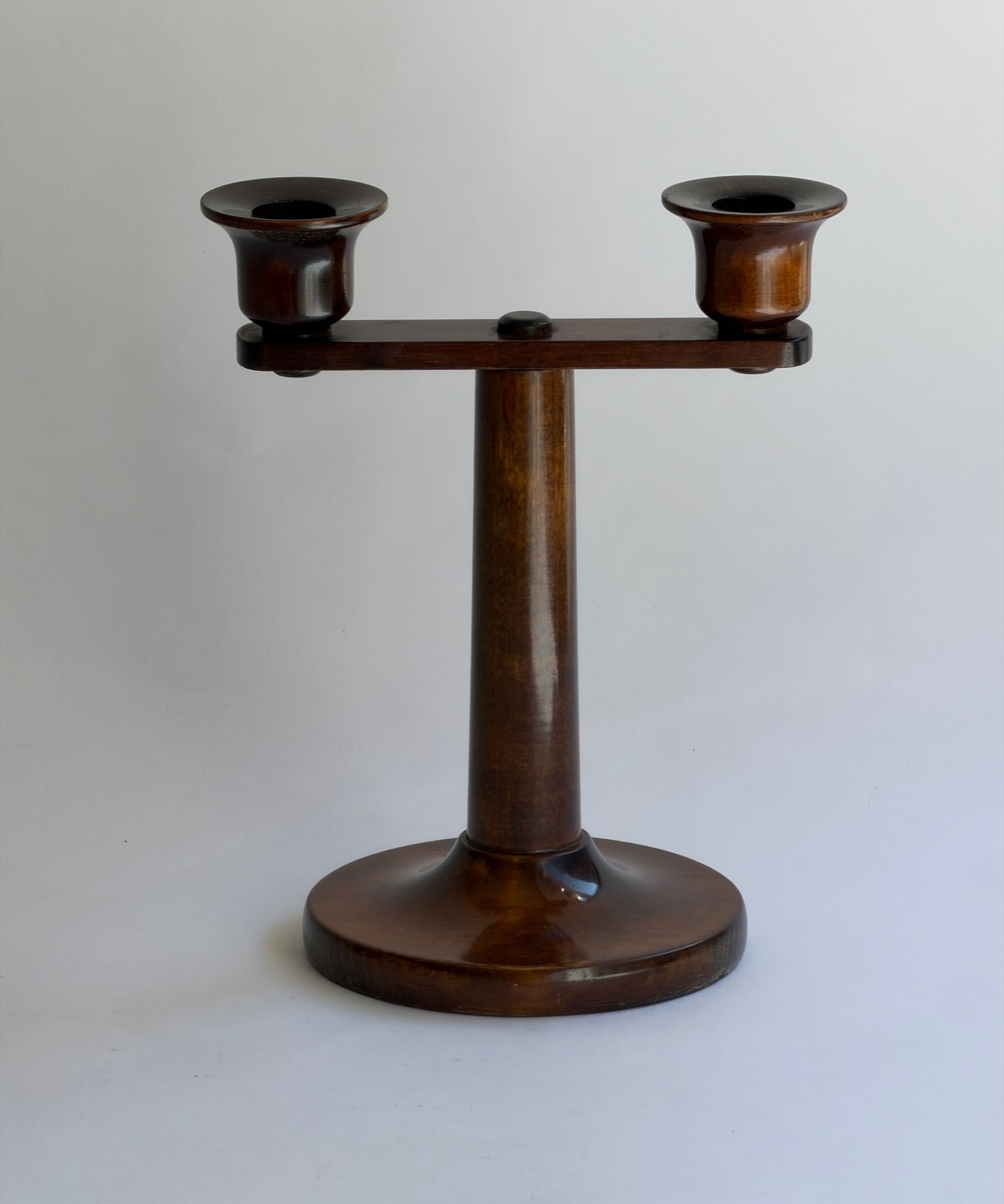 Vintage turned birch candle holder, Sweden 1920s