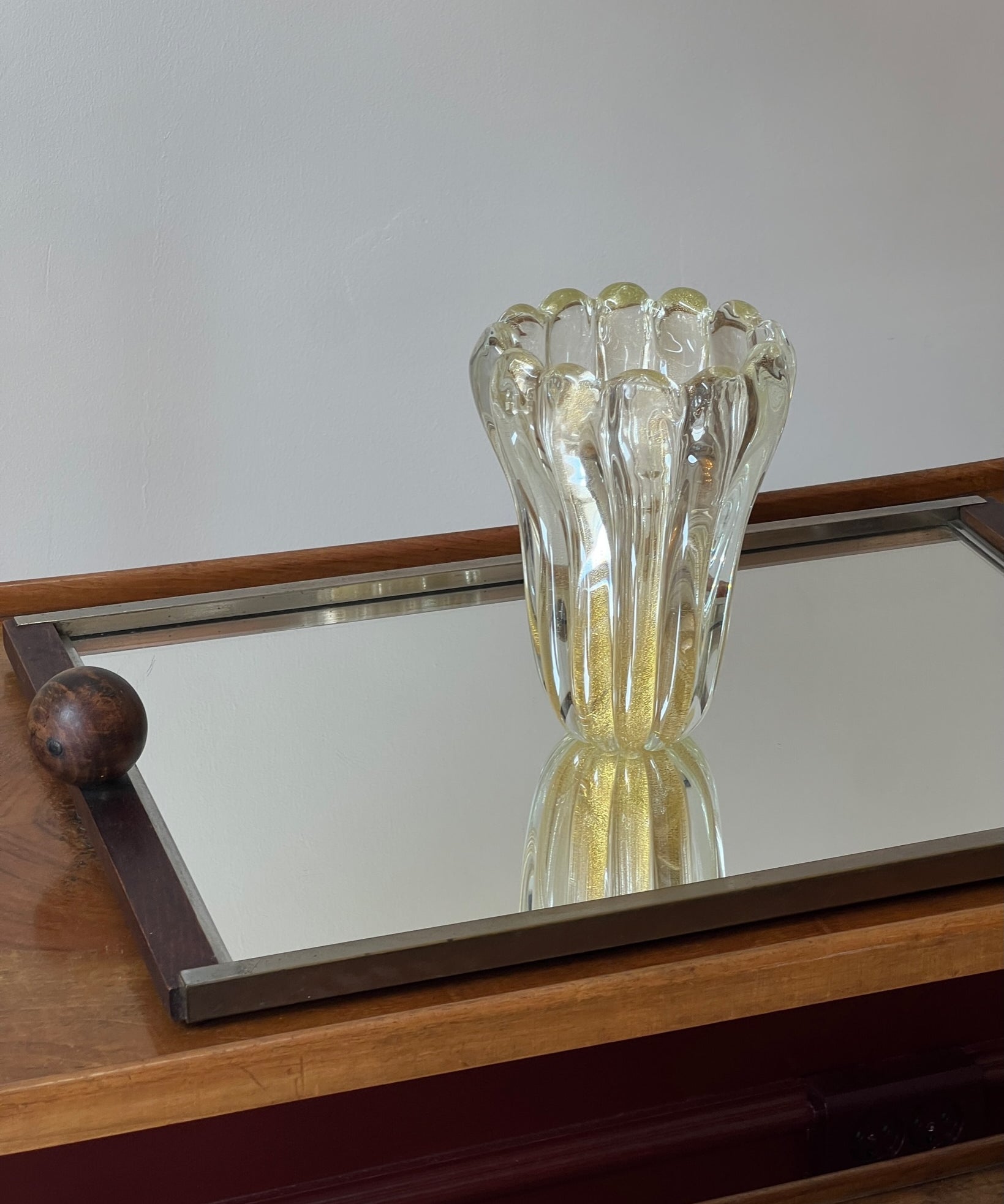 Vintage golden / clear Murano vase