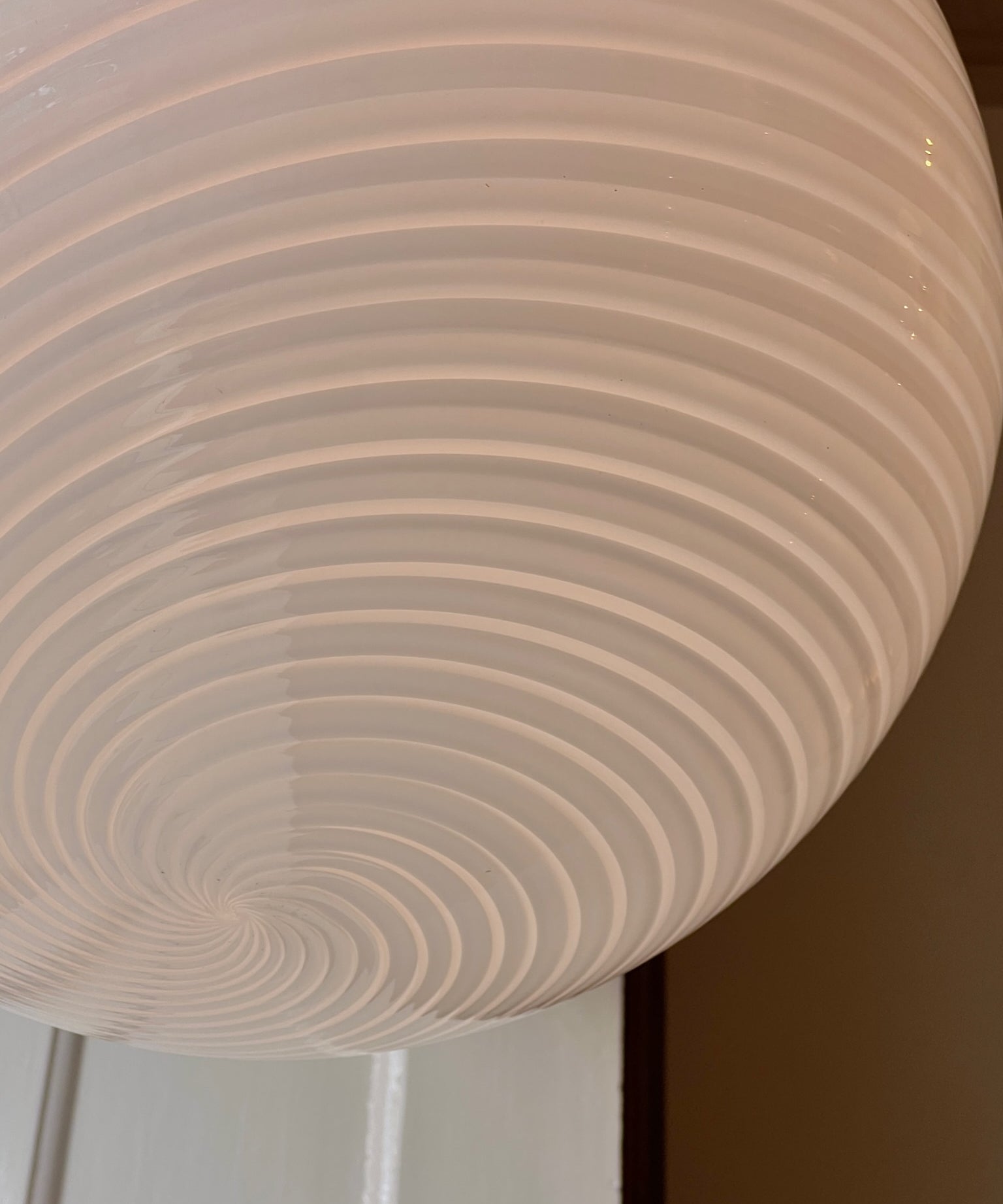 Vintage Murano white swirl ceiling lamp (D40)