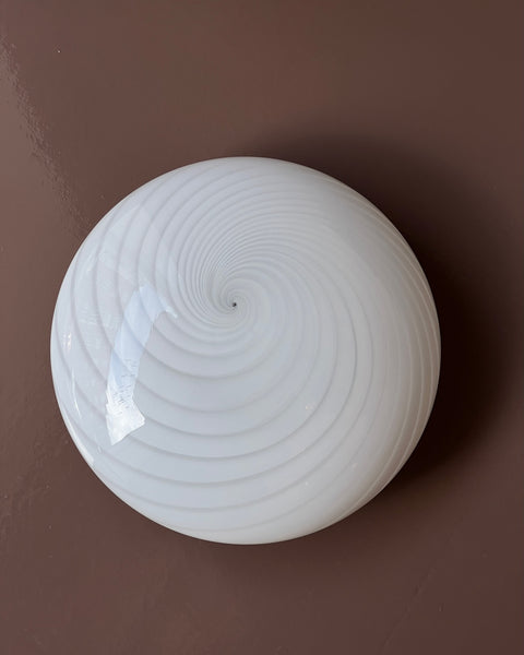 Vintage Murano white swirl ceiling/wall lamp (D28)