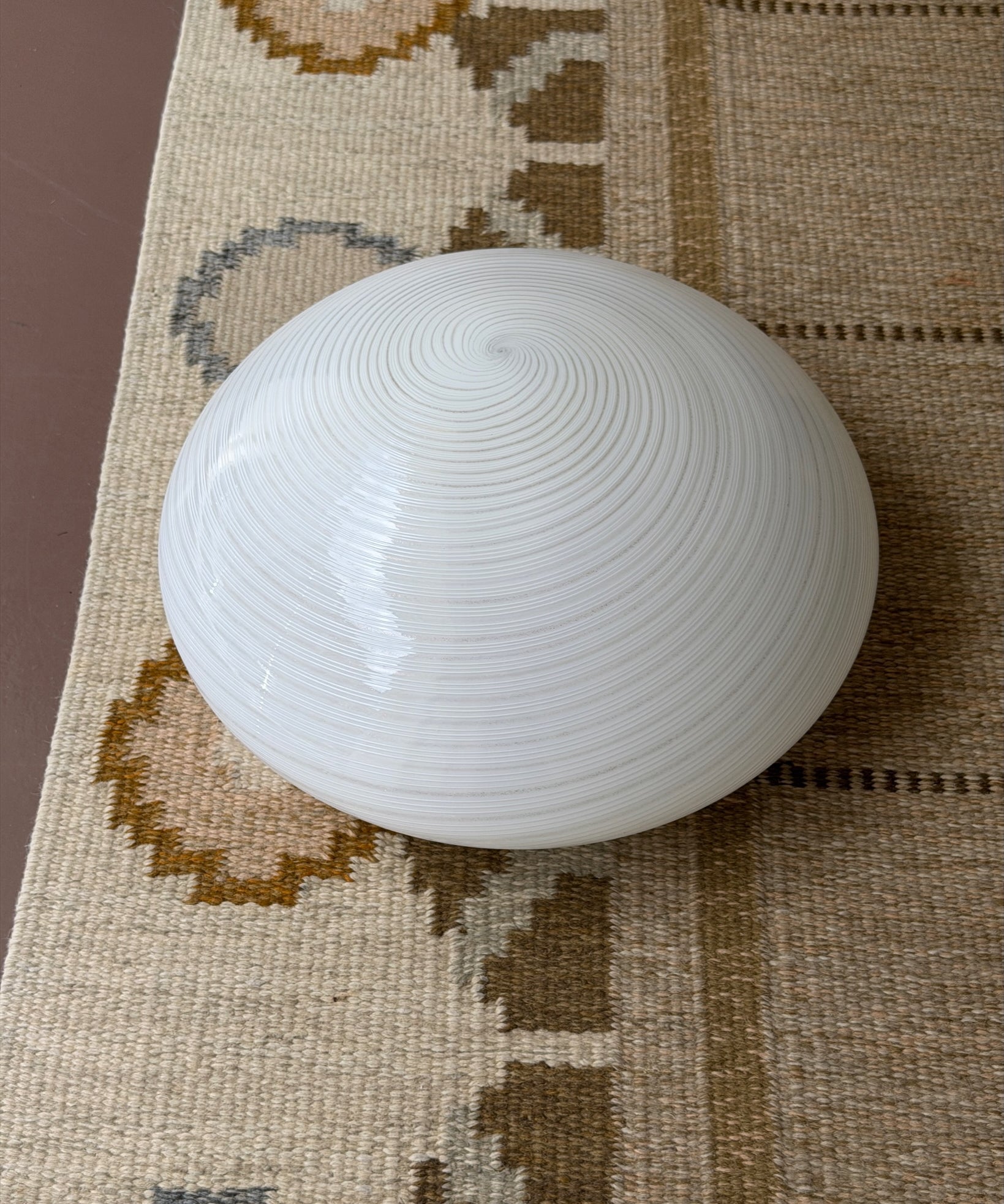 Vintage Murano white/silver swirl ceiling/wall lamp (D40)