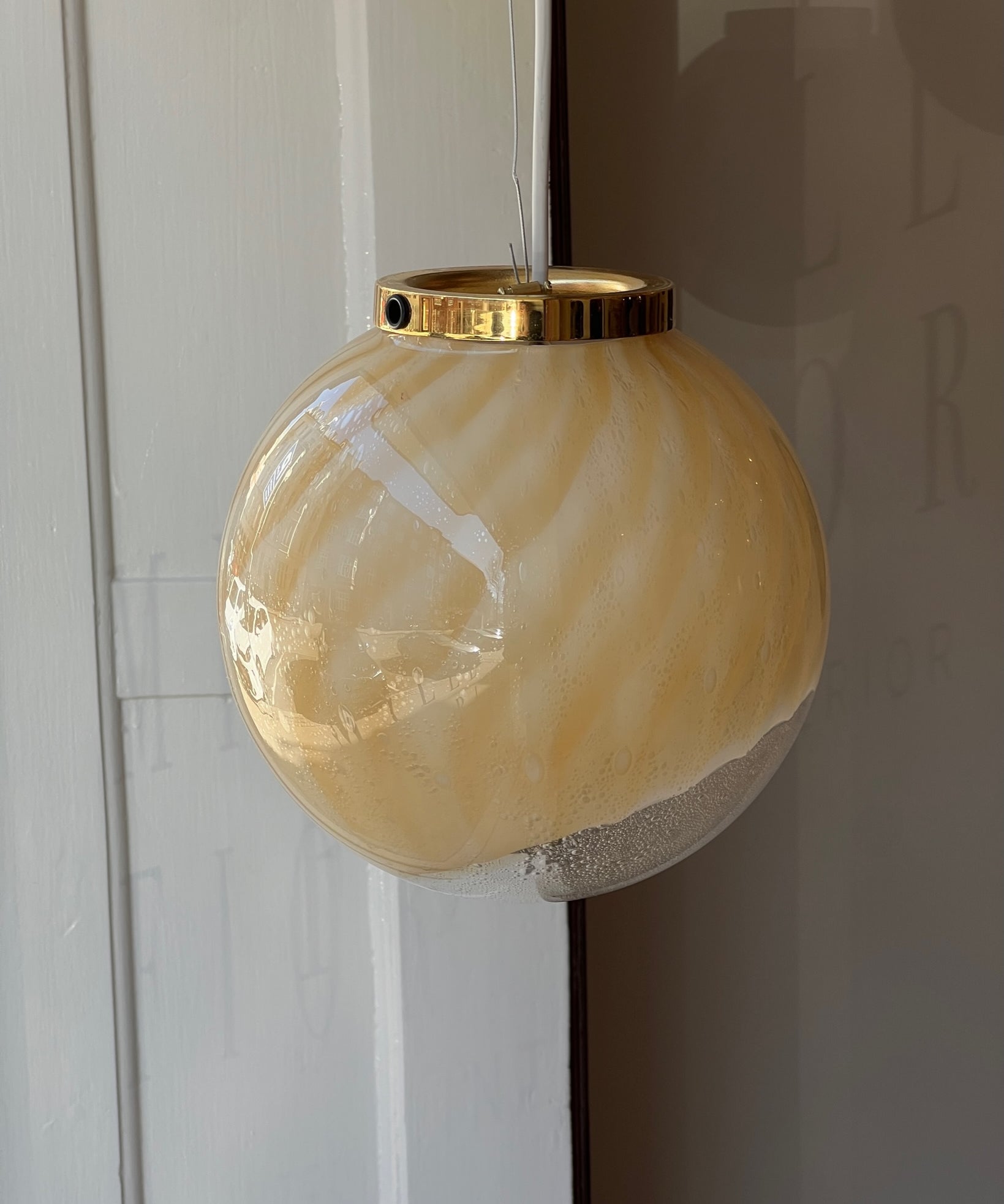 Vintage golden clear Murano ceiling lamp (D22)
