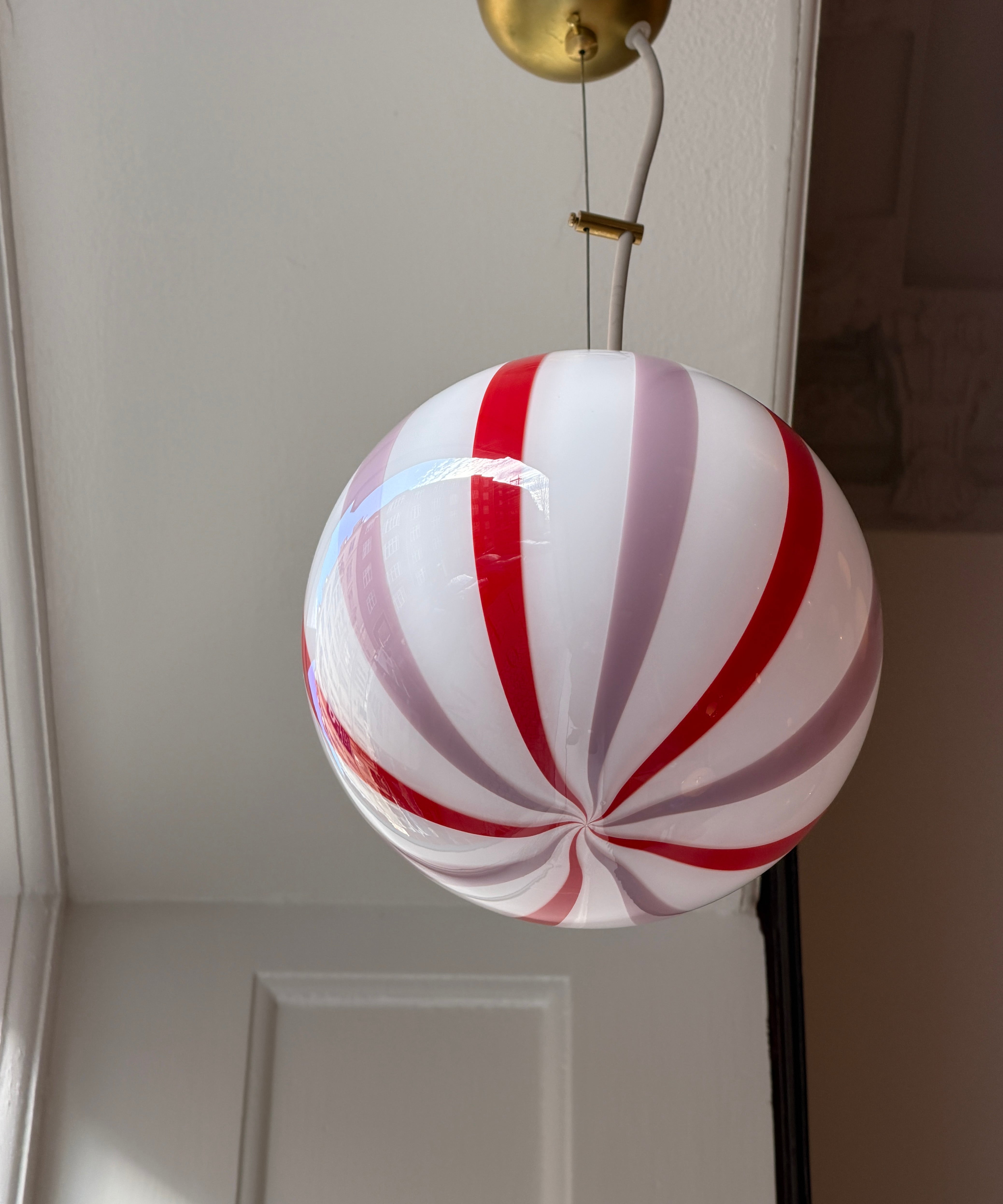 Candy ceiling lamp - Pink lavender / red vertical stripes (D20)