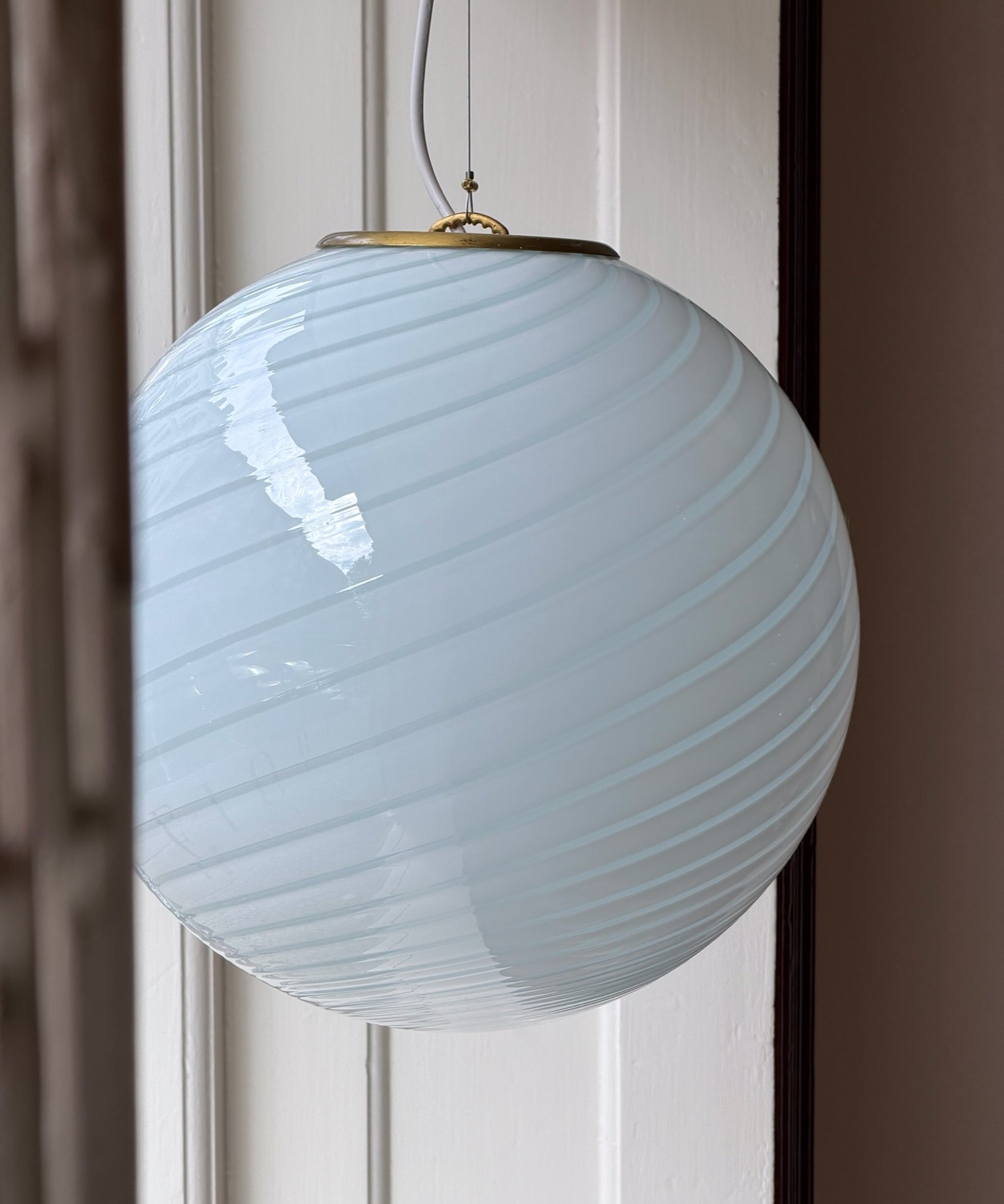 Vintage Murano light blue swirl ceiling lamp (D40)
