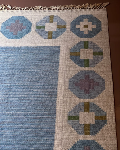 Vintage flat weave rug by Birgitta Södergren (BS)