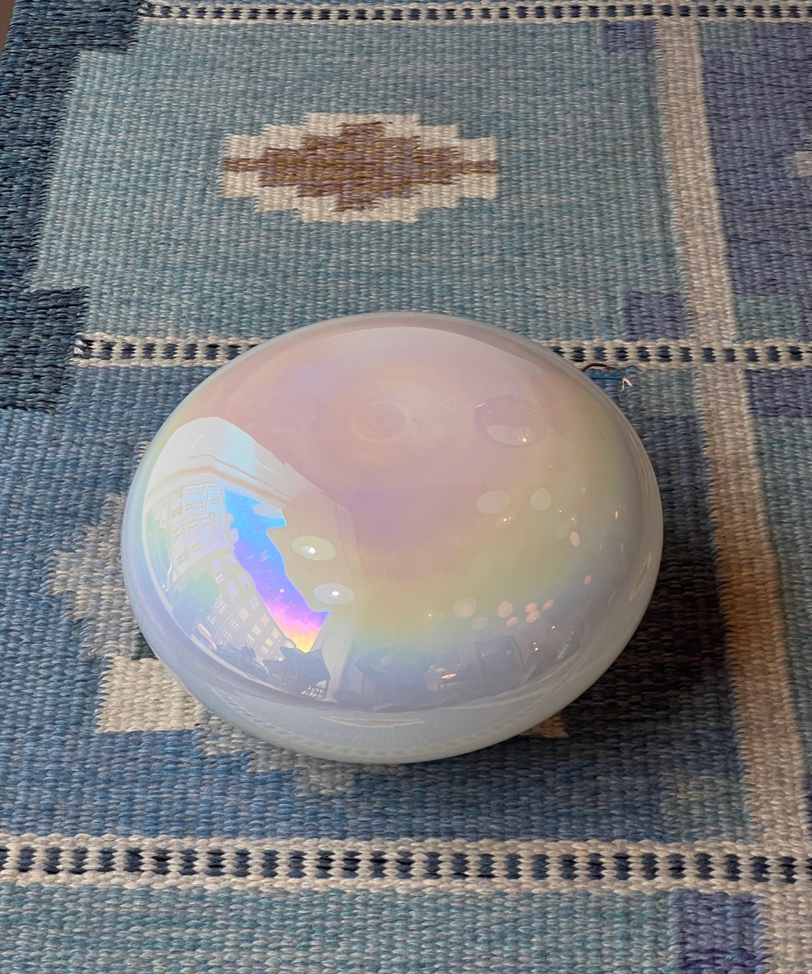 Vintage iridescent/white Murano ceiling/wall lamp (D26)