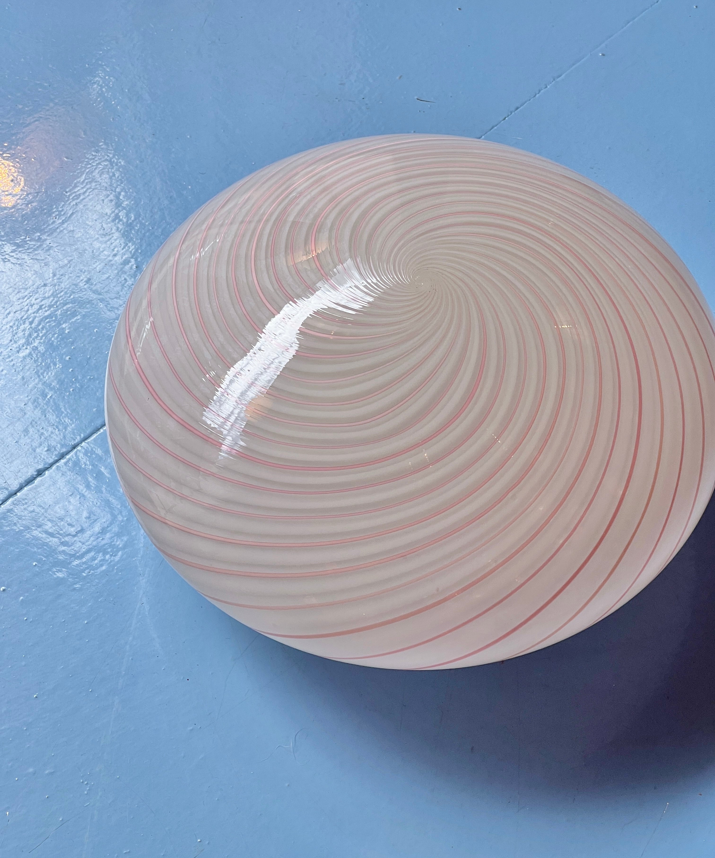 Vintage Murano pink/white swirl ceiling/wall lamp (D38)