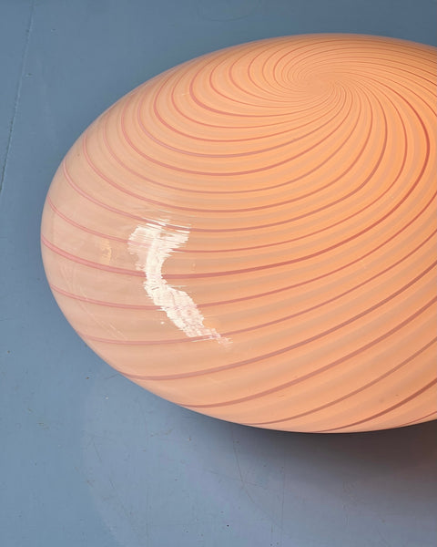 Vintage Murano pink/white swirl ceiling/wall lamp (D38)