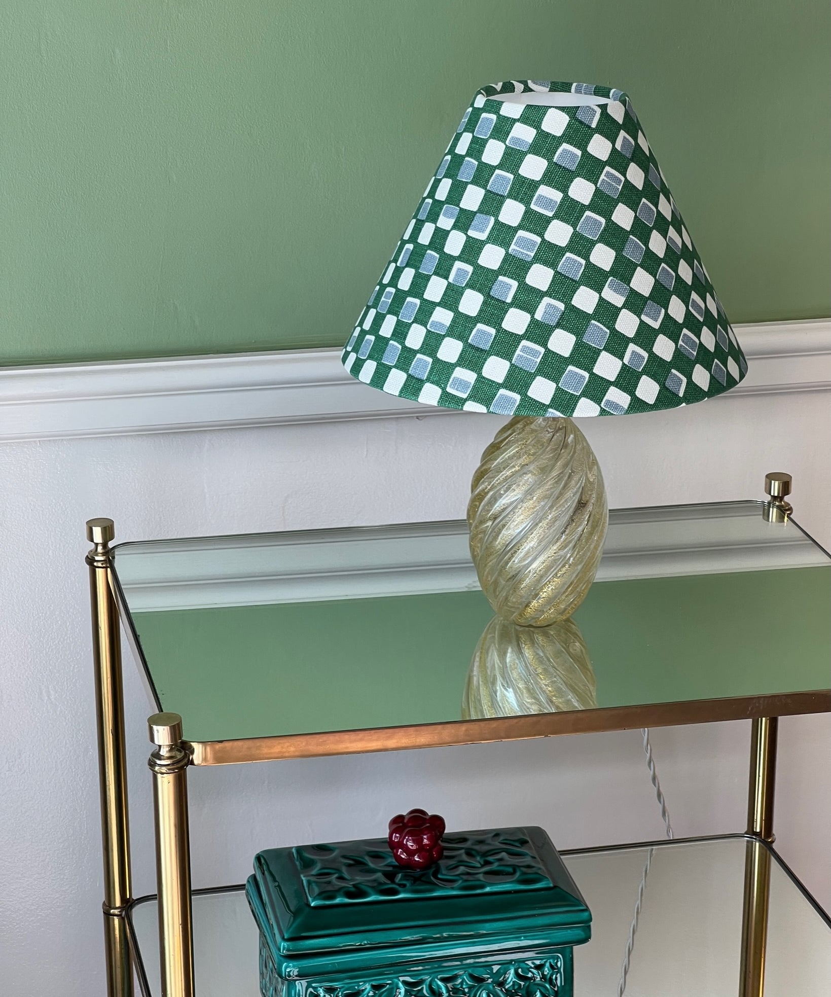 Vintage clear/golden Murano table lamp (incl. lampshade)
