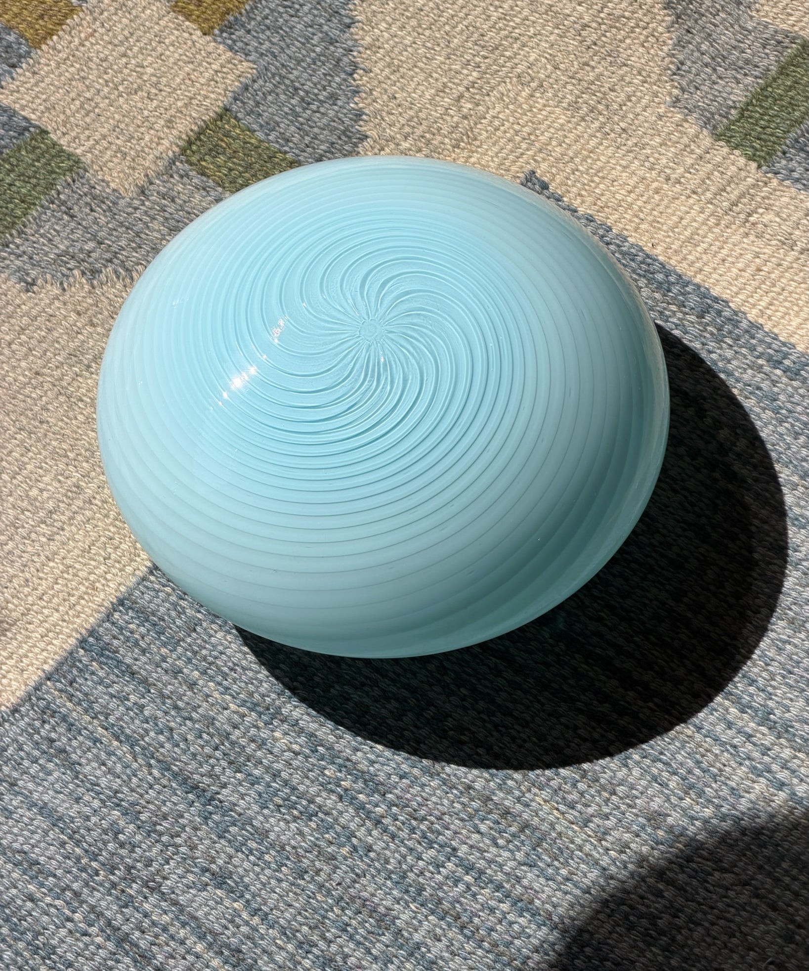 Vintage Murano light blue swirl ceiling/wall lamp (D30)