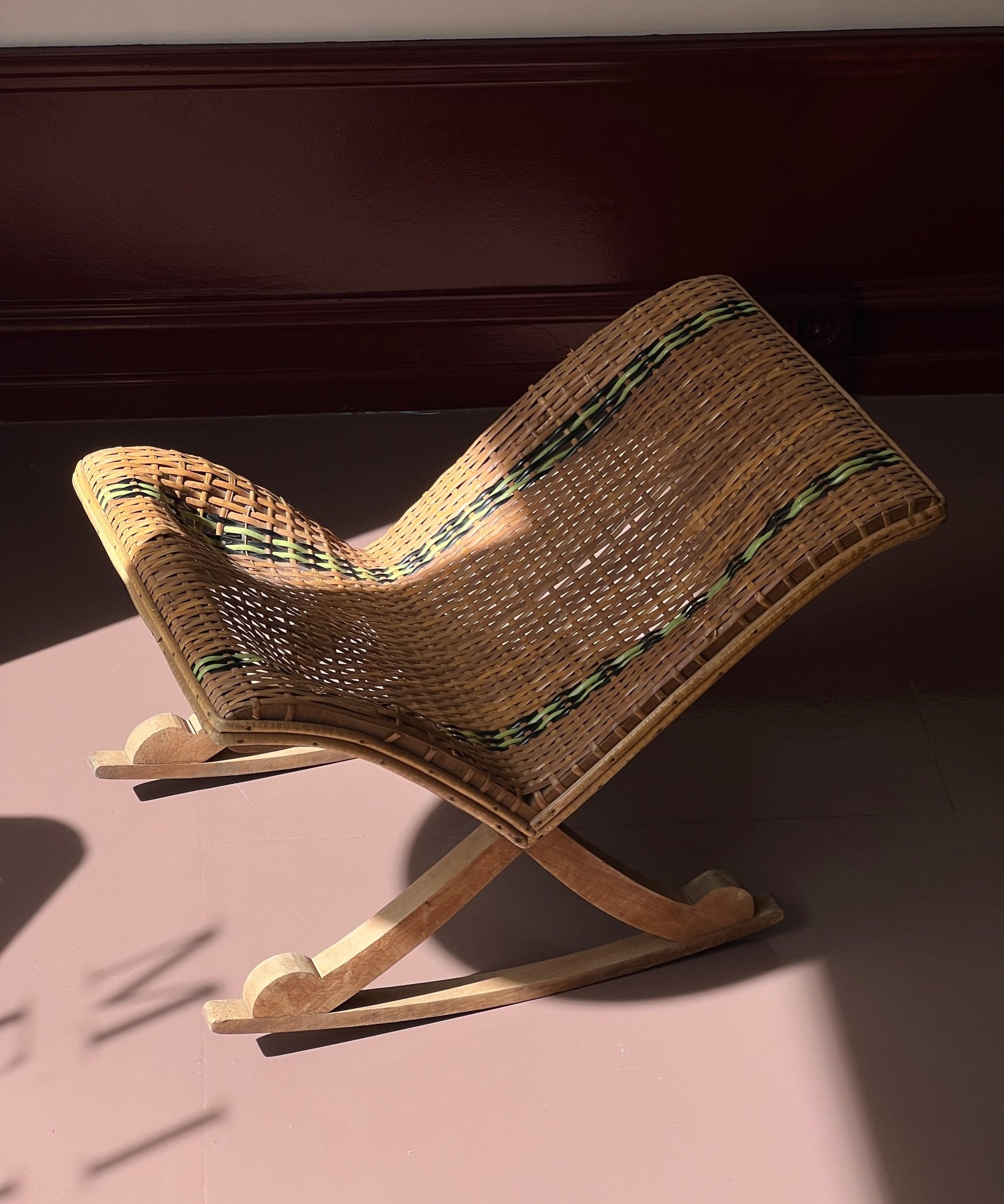 Vintage rattan footrest or magazine holder