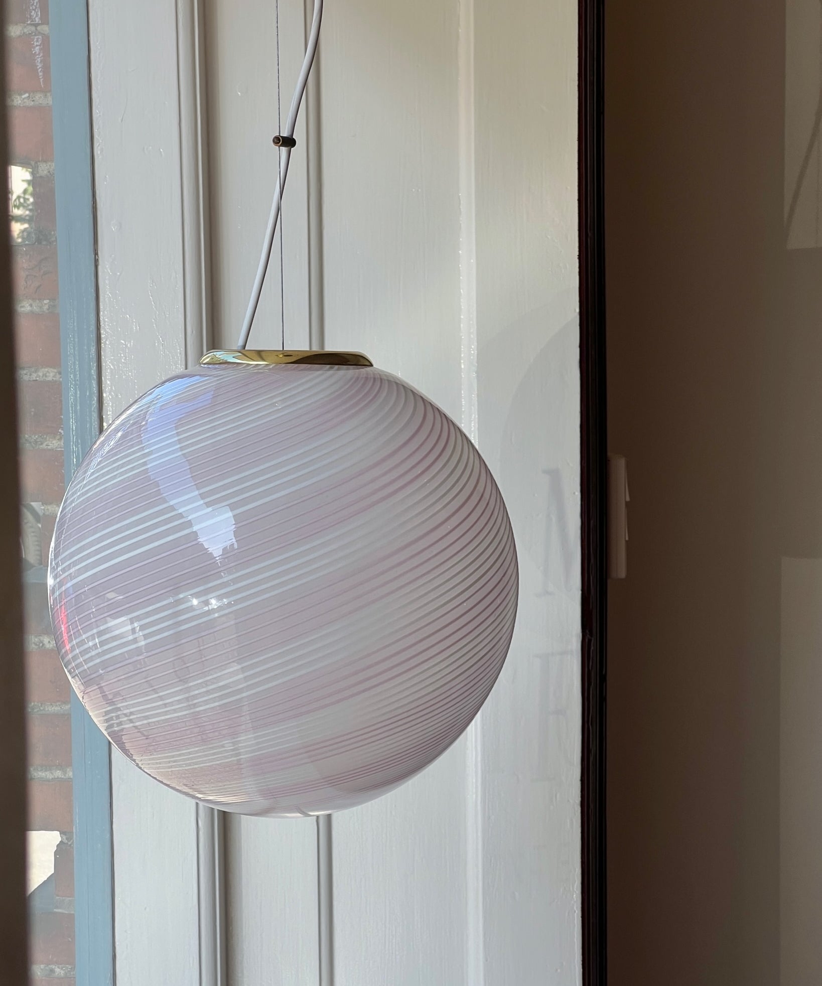 Vintage Murano pink swirl ceiling lamp (D35)