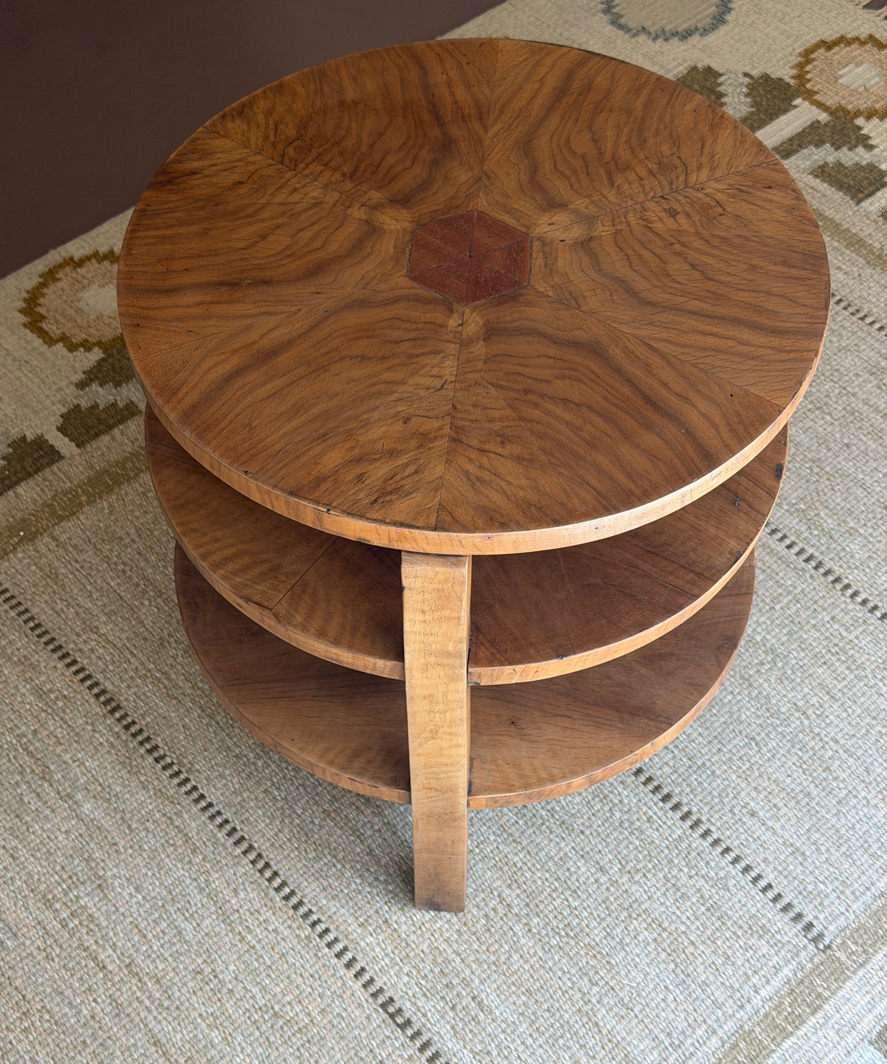 Vintage Italian Art Deco walnut coffee table