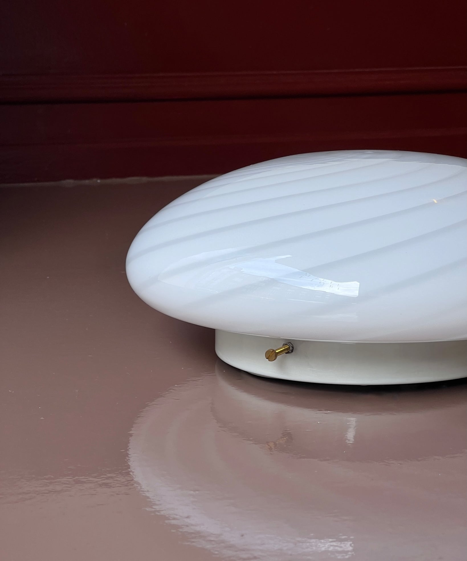 Vintage Murano white swirl ceiling/wall lamp (D28)