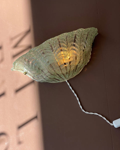 Vintage green/clear Murano shell wall lamp