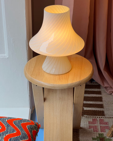 Vintage light yellow Murano mushroom table lamp