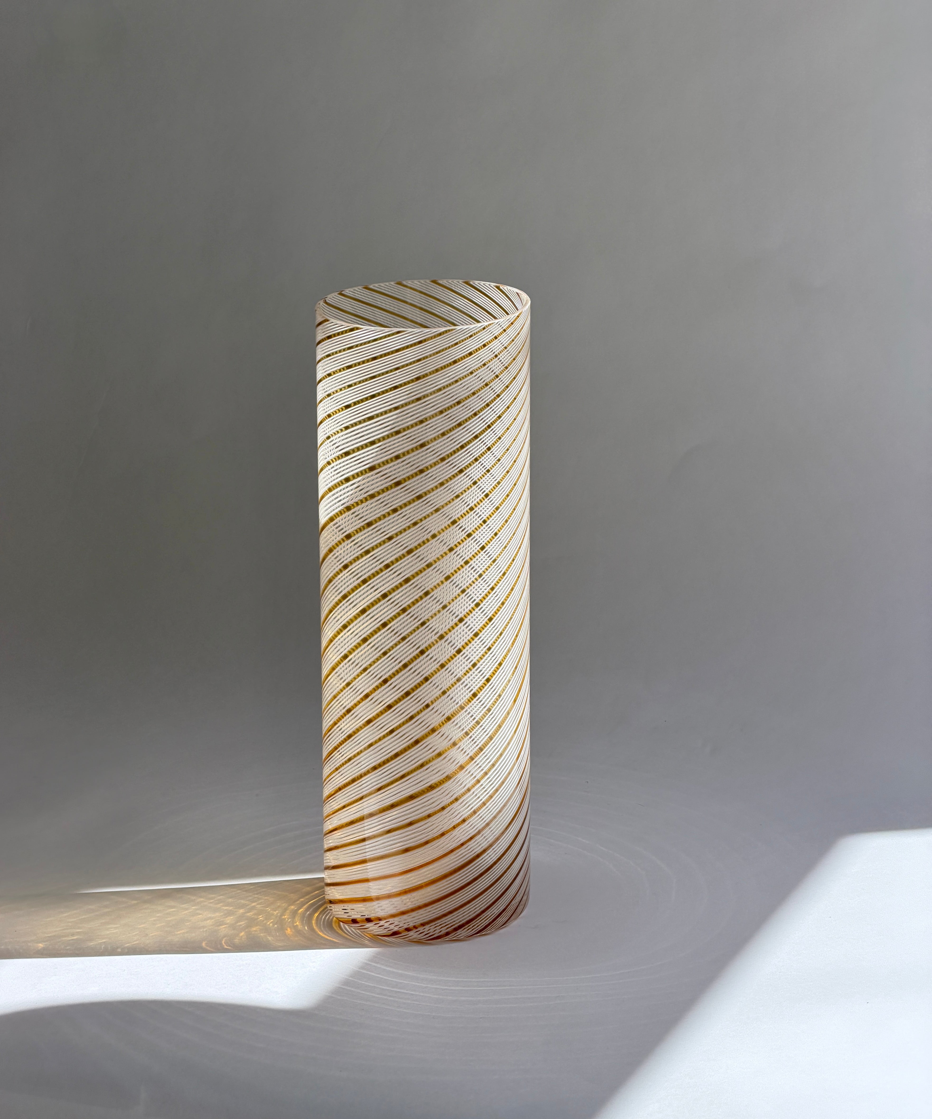 Vintage golden / white swirl Murano vase