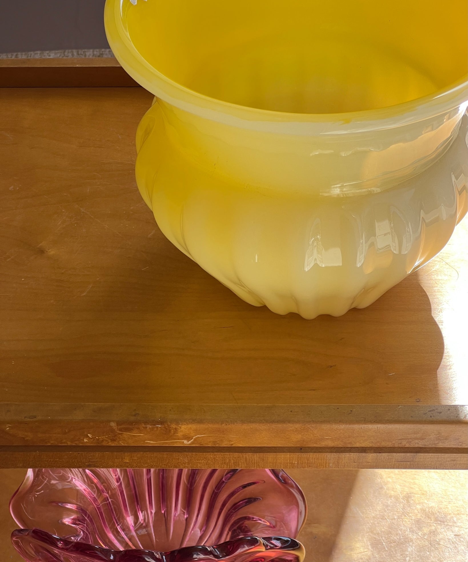 Large vintage yellow Murano bowl / vase